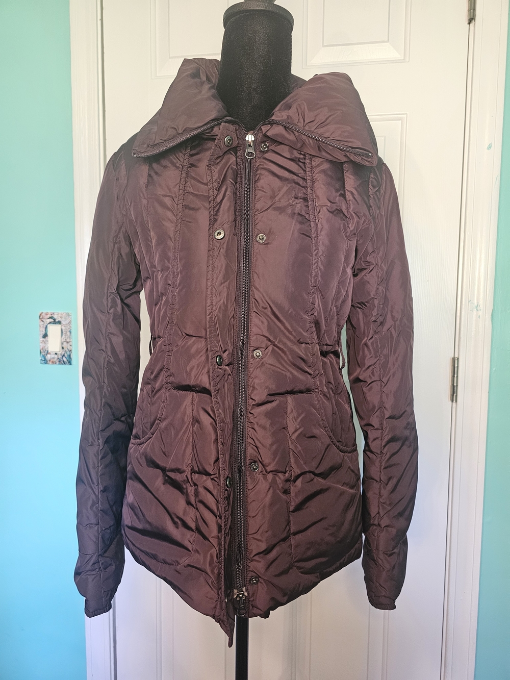 Mariani Down Coat Deep Plum Italian Sizing Women's 44 (Appx 6-8 US)